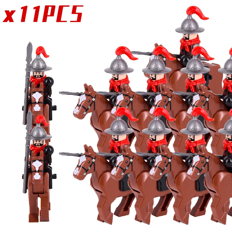 Ming Dynasty Soldiers Action Figures Accessories With War Horse Medieval Knights Building Blocks Bricks Toys For Children Gifts