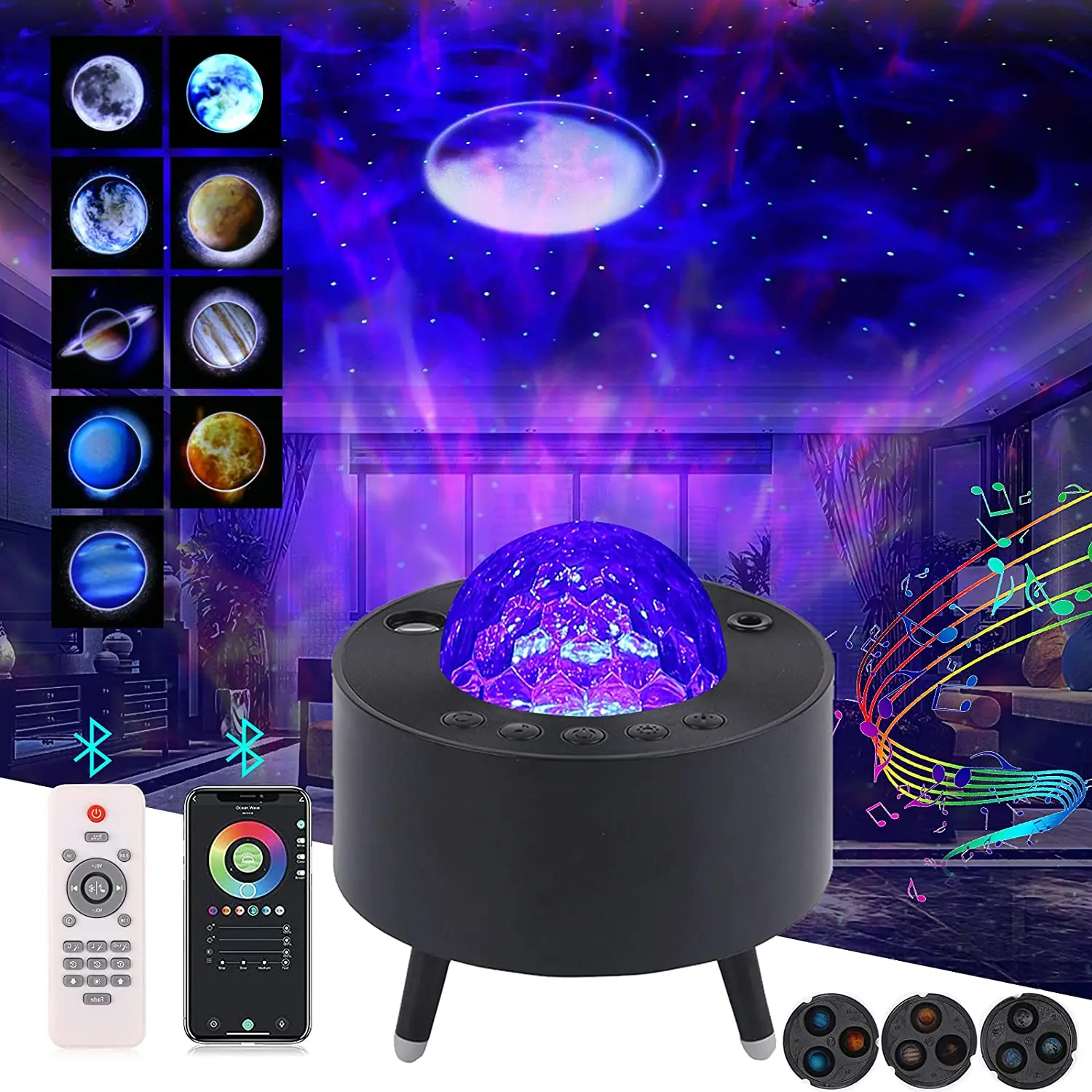 

Colorful Starry Sky Galaxy Projector Night Light Blueteeth USB Music Player Star Nightlight Romantic Projection Lamp Gifts