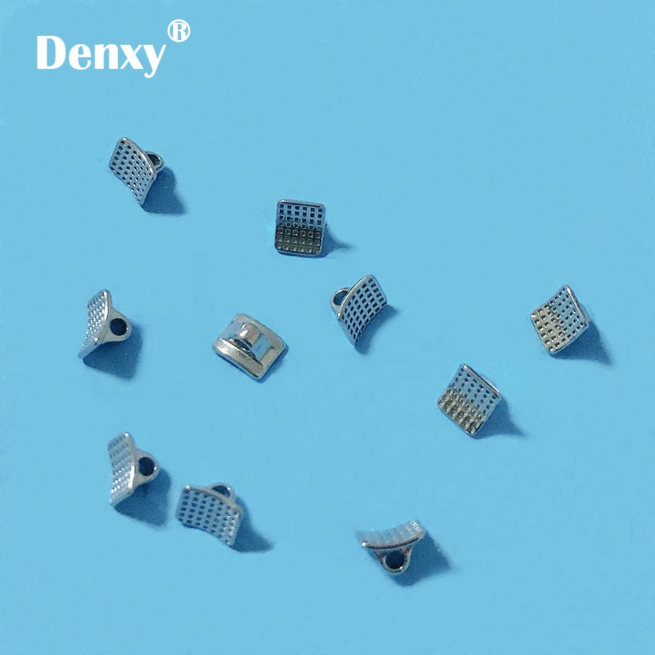 Denxy 50pcs High Quality Dental Lingual Buttons Rectangular Base Bondable Traction Hook Direct Bond Eyelet  for Orthodontic