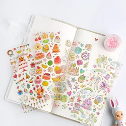 1 Pcs Cartoon Hot Stamping Transparent Stickers Escolar Student Diy Kawaii Scrapbooking Albums Decorative Stickers Stationery