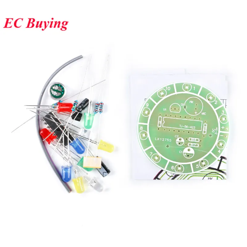 CD4017 Colorful Voice Control Rotating LED Light Kit Electronic Manufacturing diy kit Spare Parts Student Laboratory