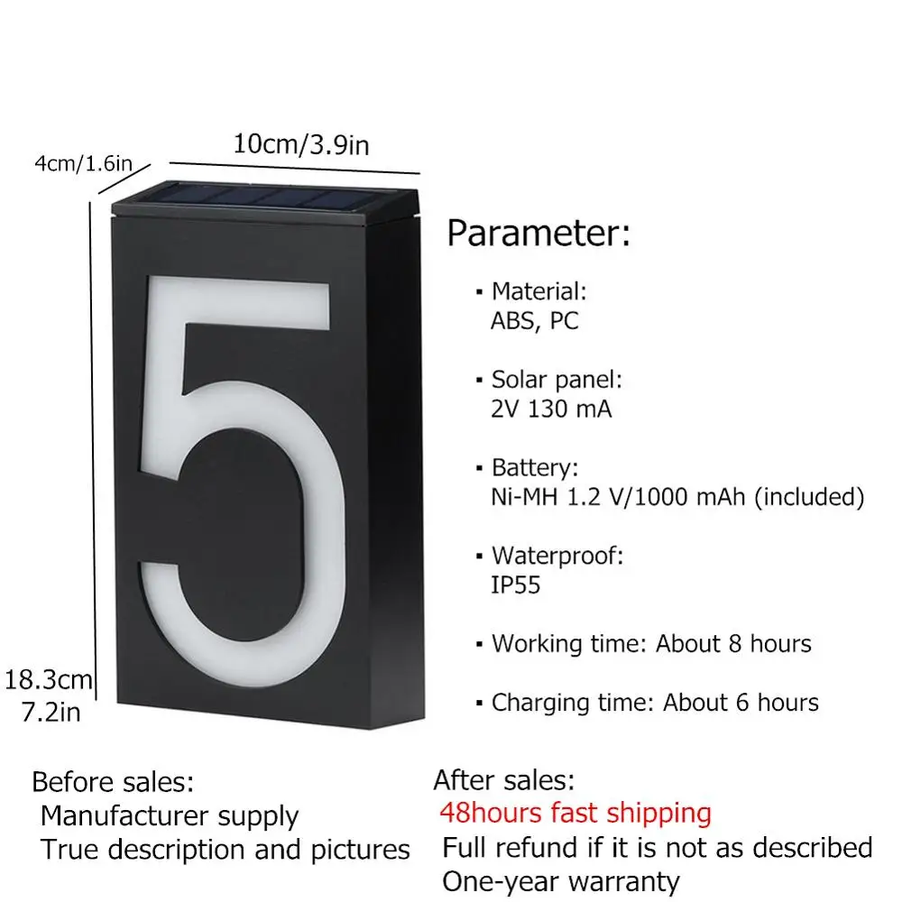 Numero civico piastra solare esterna numeri di porta a LED segni numero solare illuminazione esterna luce del numero civico ricaricabile