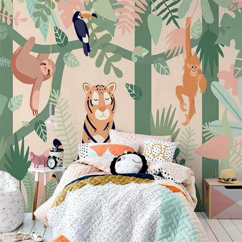 

beibehang Custom Photo 3D Murals Wallpapers Living Room Animal Friends Wallpaper Mural for Nursery 3D Cartoon Children Bedroom