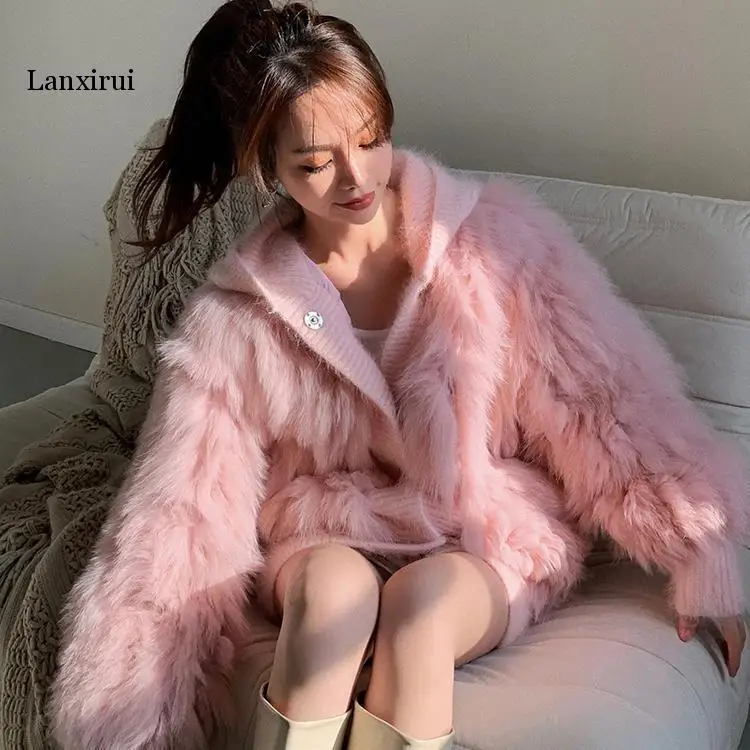 

Women Winter New Fashion Mid-long Hooded Coats Female Fake Mink Velvet Fur Coat Ladies Loose Faux Fox Fur Outwears