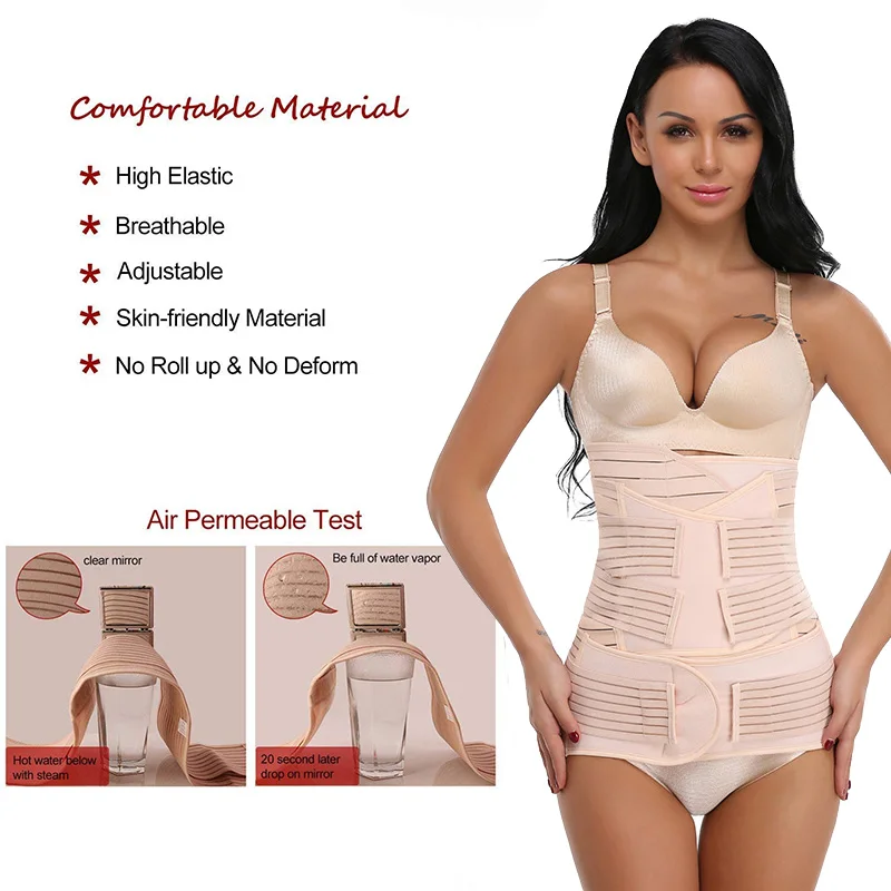 Miss Moly 3in1 Postpartum Afslanken Riem Voor Postpartum Vrouwen Body Recovery Shapewear Buik Controle Bandage Ademend Corset