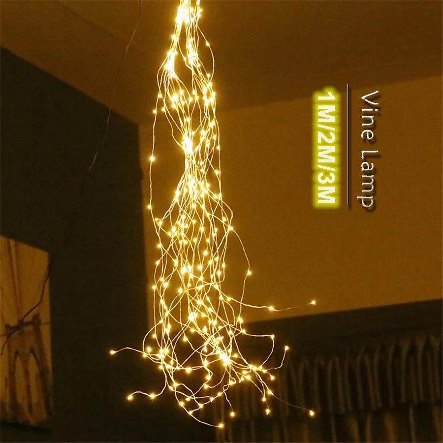 1/2M Fairy Vines Copper Wire String Light 5/10/15 Branches USB Power Starry Garland For Bar Xmas Wedding Festival DIY Decoration