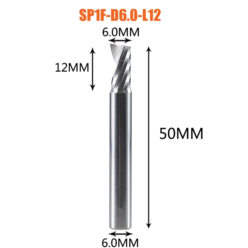 1pc AAAAA Enkele Fluit Spiraal End Mill Aluminium Frees 3D Graveren Carving Bit Voor Houtbewerking Acryl ACM Frezen