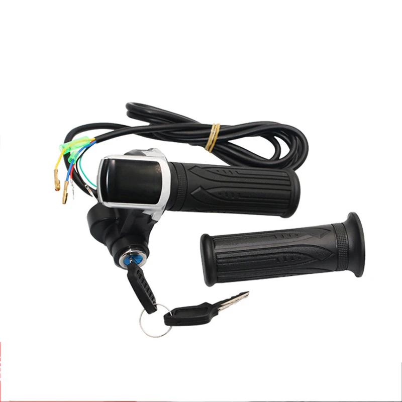 1Pair Electric Scooter Bike Throttle Speed Adjustment Handle with Key Lock Display Handle Divides LCD Grip 24V 36V 48V