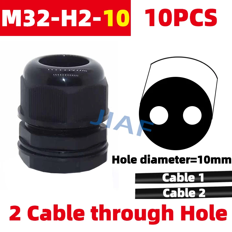 10PCS More Holes Waterproof Plastic Cable Gland M20*1.5 With Tow Holes M25*1.5 Nylon Gland M32*1.5 Black Grey Seal Joint M16 image 3