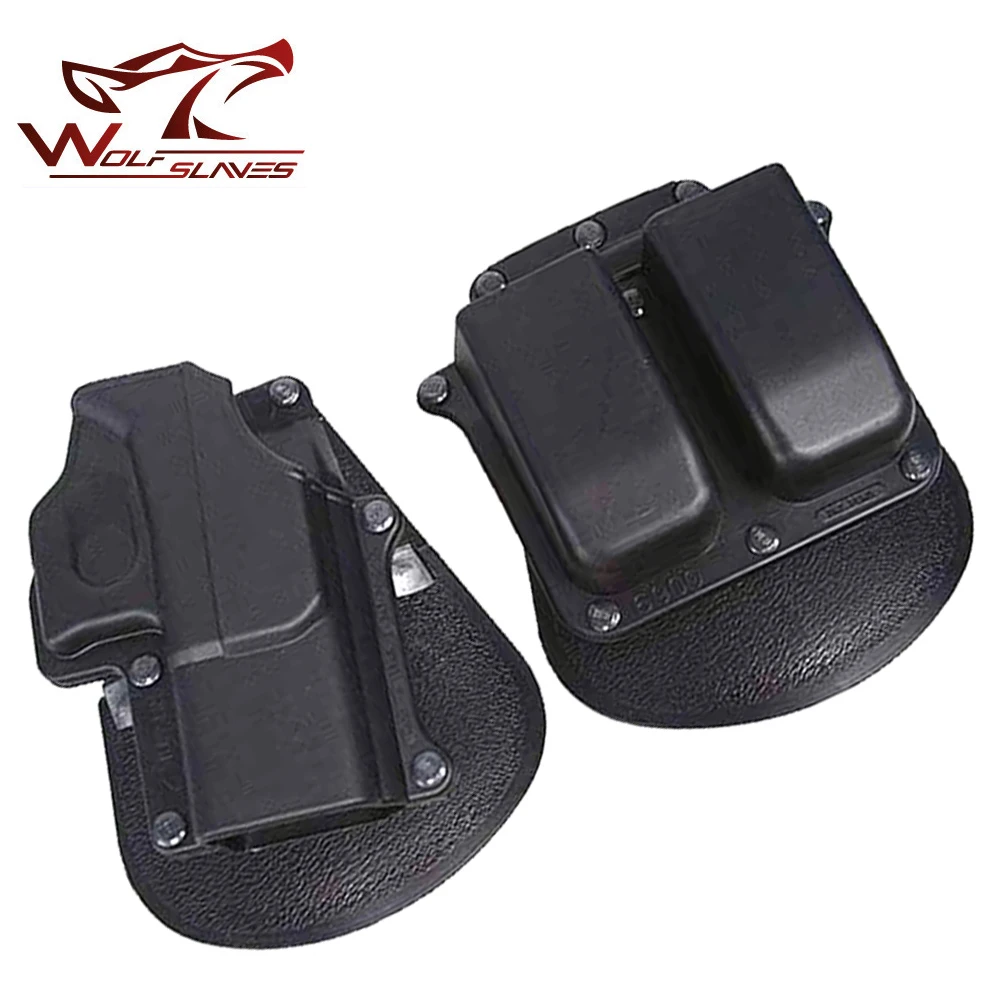 Tactical Pistol Holster Polymer Quick Release Holder Glock 19/23/25/28/32 Right Hand Gun Case Double Magazine Pouch