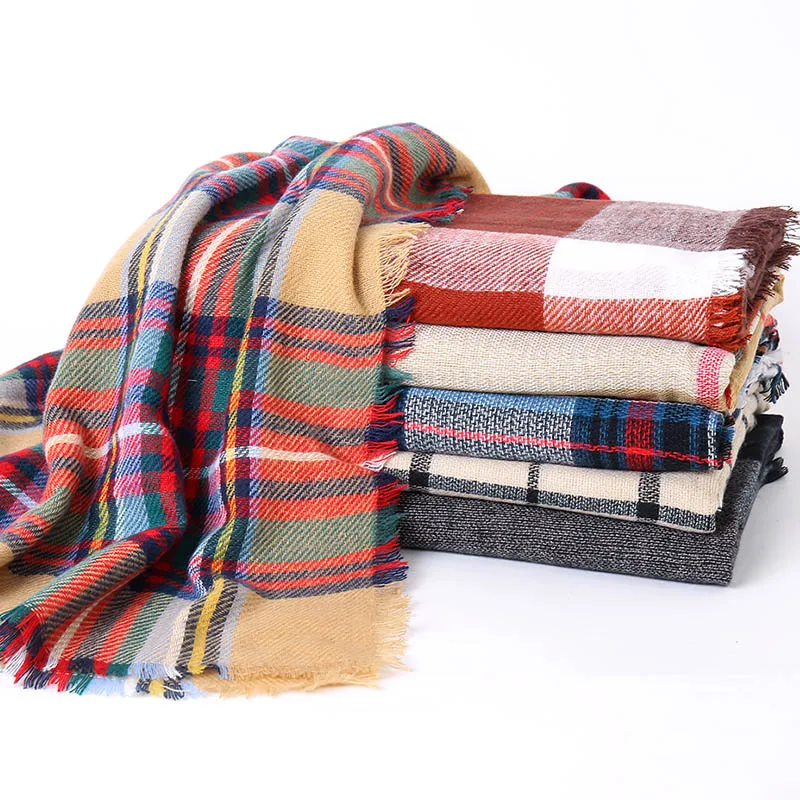 

Grid Tassel Square Scarf Women Warm Winter Scarves England Cashmere Pashmina Ladies Tippet Gentleman's Bussiness Scarfs Wrap