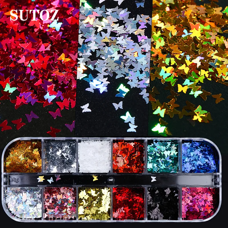 2020New butterfly squins Pailettes PET Ultrathin Sequin Butterfly Loose bulk Laser Glitter Sequins for Nail Art Decoration