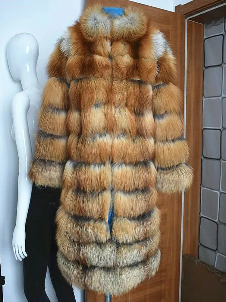 Futro lisa naturalnego ognia dla pań, cała skóra, ciepły, europejski i amerykański styl uliczny, moda zimowa, nowy, 2021 — zdjęcie 2
