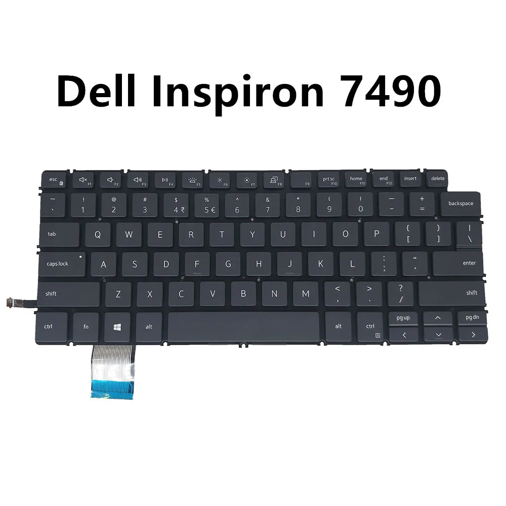 

Оригинальная клавиатура для ноутбука Dell Inspiron 14 7000 7490 UI английская черная Серебристая подсветка 08GH4P PK132KD1A01 02PYG9 PK132KD1B01