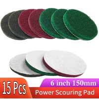 15PCS 6 Inch Flocking Scouring Pad 240-800 Grit Industrial Heavy Duty Nylon for Kitchen Bathroom Grout Grill Tile Car Sanding