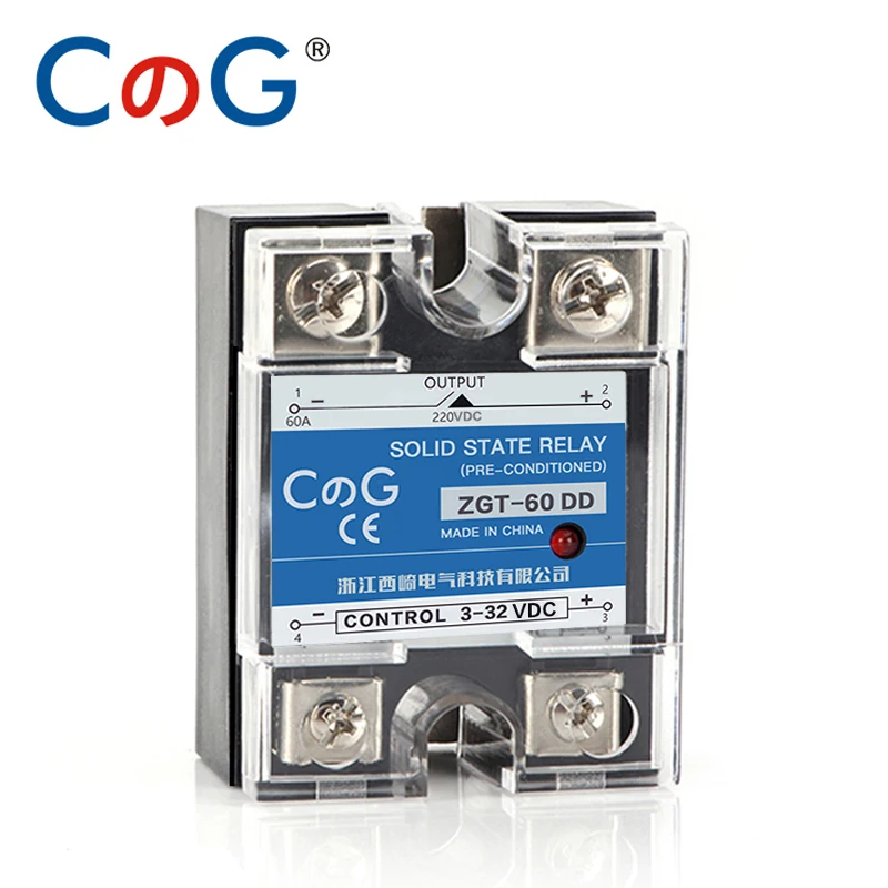 CG 60A 80A 100A DD SSR Single Phase DC Control DC Heat Sink 12V 24V 32V To 5V 110V 220VDC SSR-100DD 60DD 80DD Solid State Relay