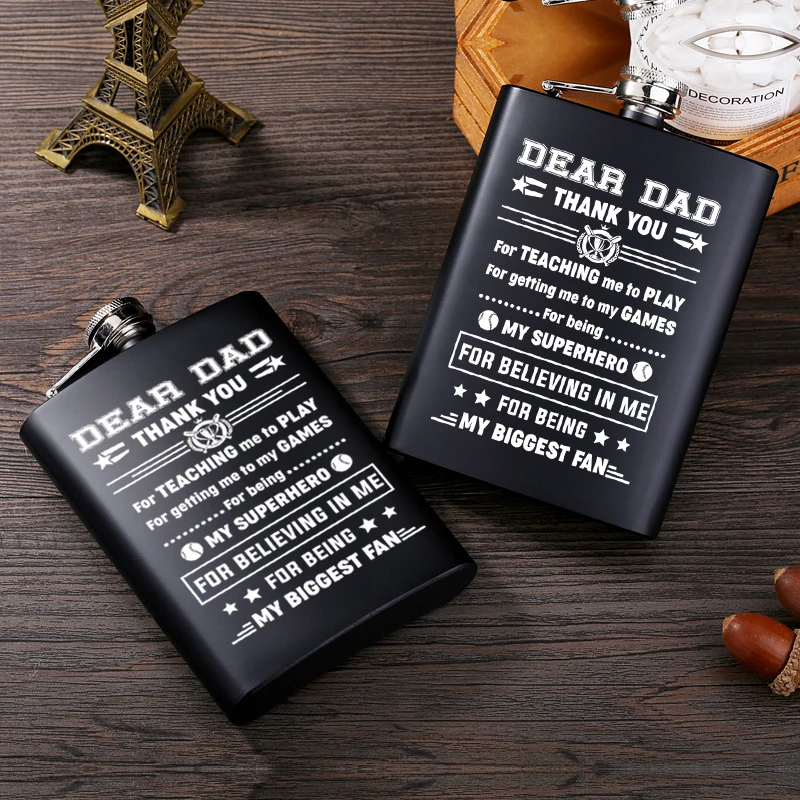 

To my dad Stainless Steel hip flask Portable 7 oz Pocket Engraved Wine Drink Pot Alcohol Whiskey Vodka flagon