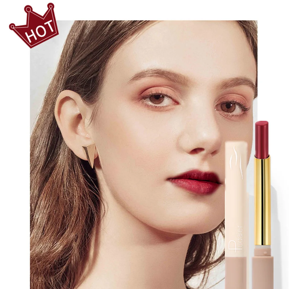 Pudaier New Velvet Matte Lipstick 16 Color Smoke Tube Lip Stick Soft Moisturizer Not Dry Long Lasting Sexy Red Brown Lips Makeup