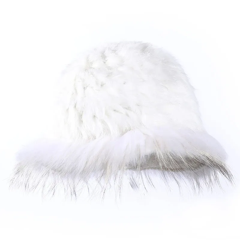 2020 Hot fashion excellent rex rabbit fur hat Genuine Women winter cap high quality raccoon fur hats image 2