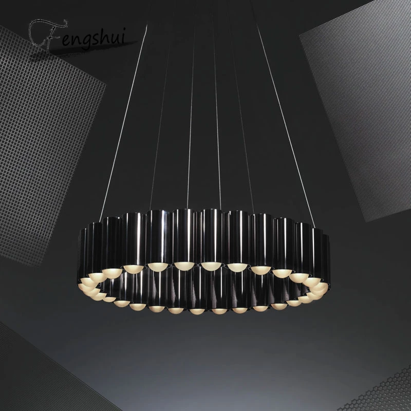 Modern Luxury Art LED Chandelier Round Water Pipe LED Personality Designer Villa Living Room Dining Room Lighting Interior Decor