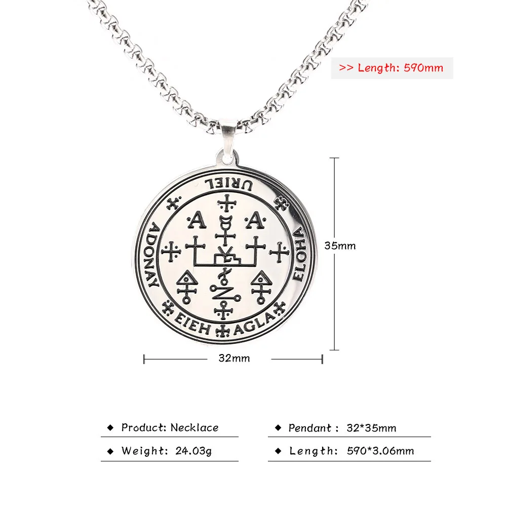 COOLTIME Supernatural Amulett Herren Anhänger Halskette Edelstahl Erzengel Michael Raphael Uriel Gabrie Engel Talisman Schmuck – Detail 4
