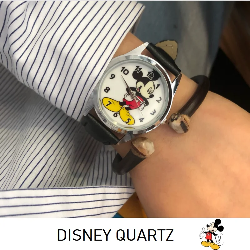 Disney Original Children Fashion Quartz Wristwatches Micky Minnie Mouse Cartoon Boy Girl Youth Student Kid Party Teenage  Clock