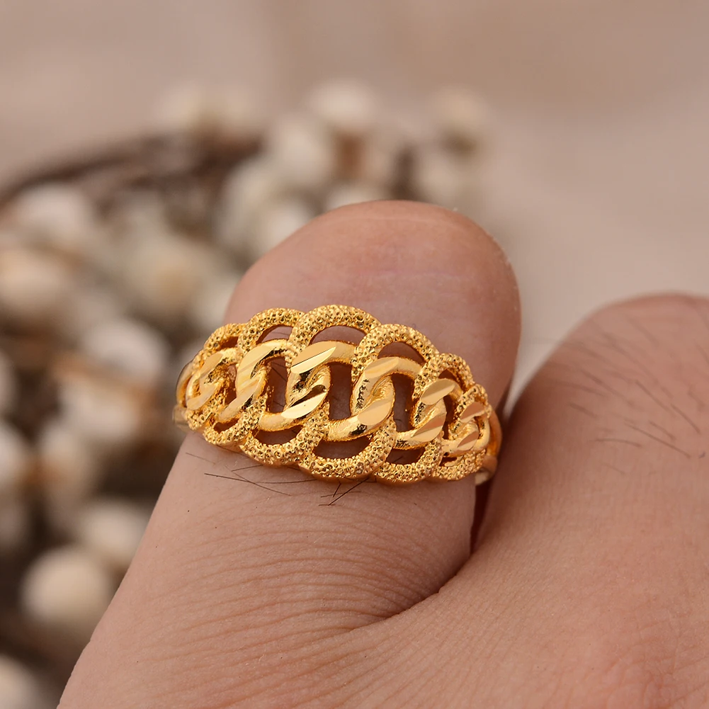 Dubai African Gold Plated Rings Men Middle East Jewellery Little Wedding Woman Mama Ring Best Gifts