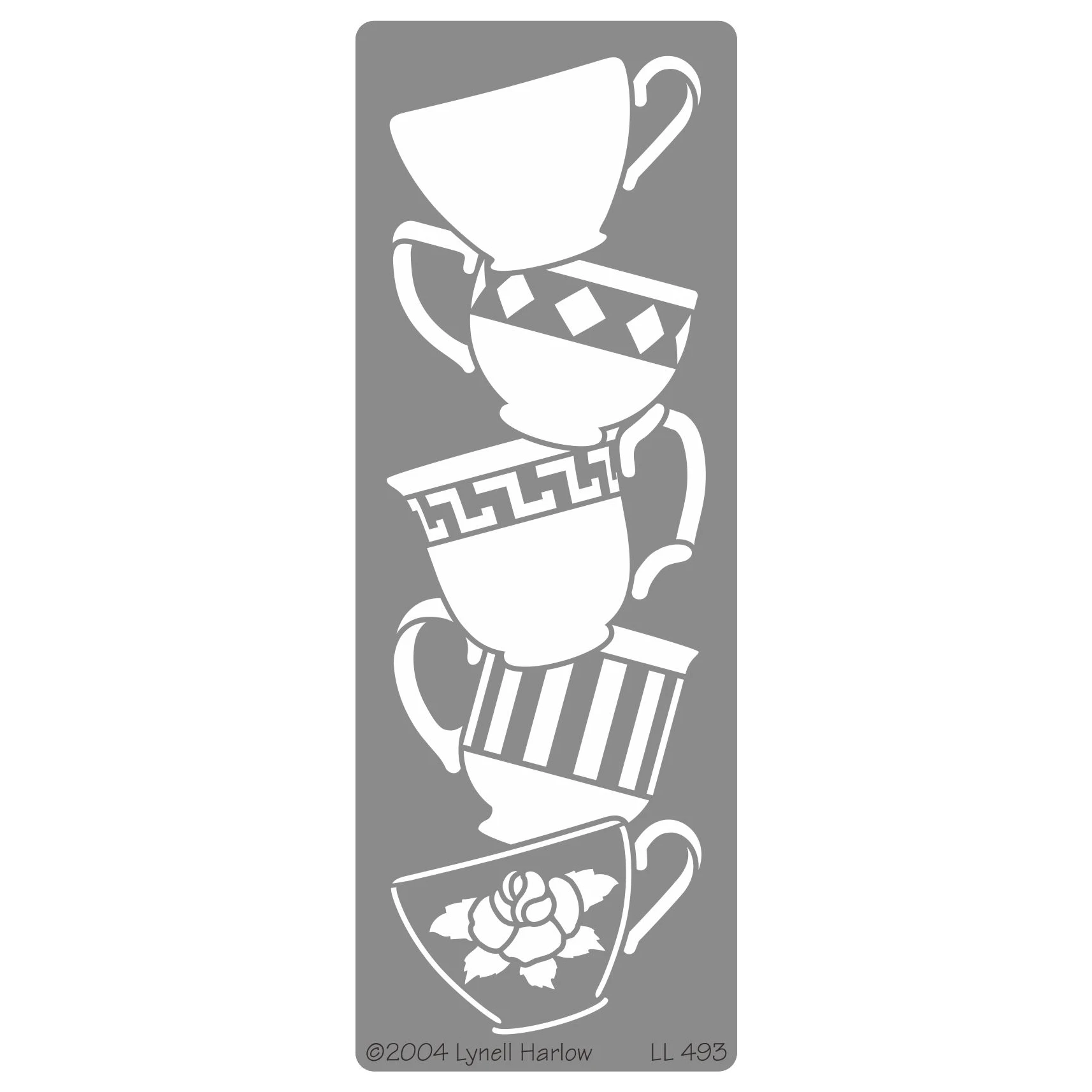 Embossing Dreamweaver Stencils LL 493 Teacups Vertical