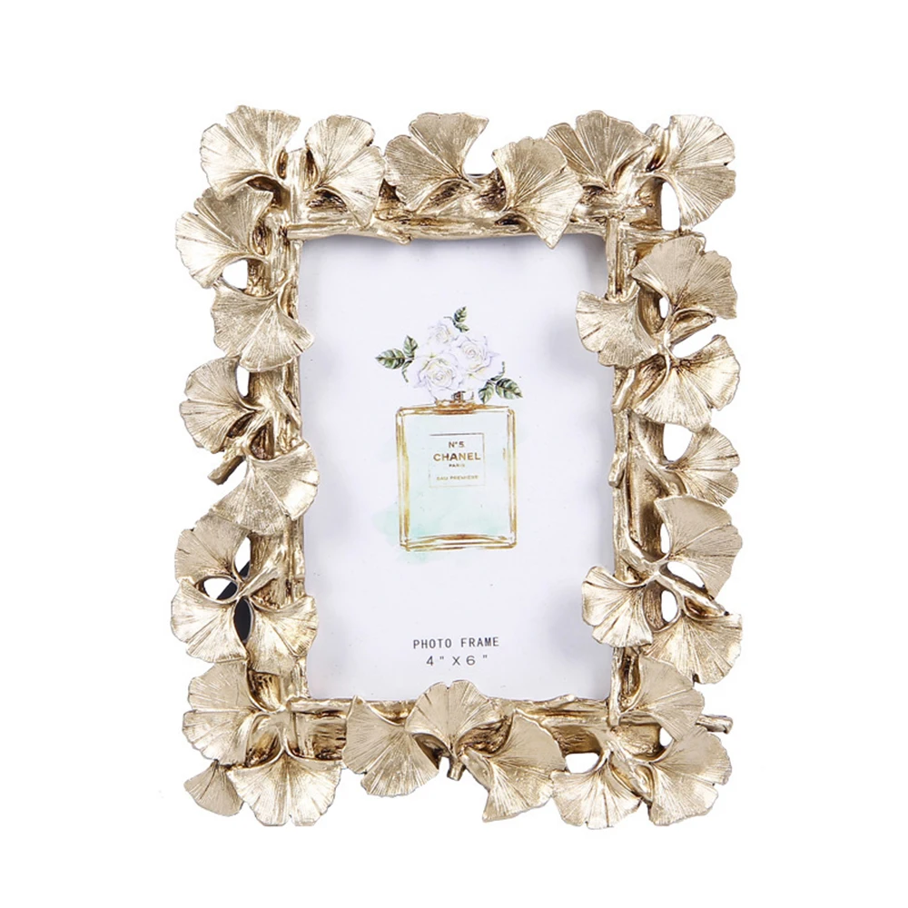 Creative retro golden picture frame American Ginkgo leaf suitable for decorative painting 4 inch 6 inch photo frame