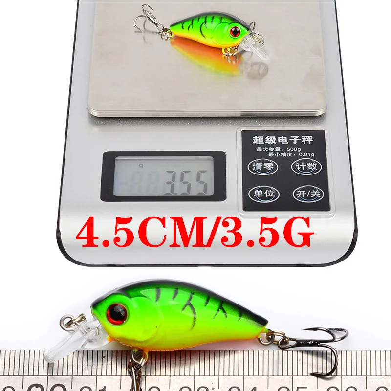 6Pcs Mixed Colors Minnow Fishing Lures Set 4.5cm 3.5g Mini Crank Wobblers With Treble Hooks Tackle Topwater Swim Crankbaits Kit