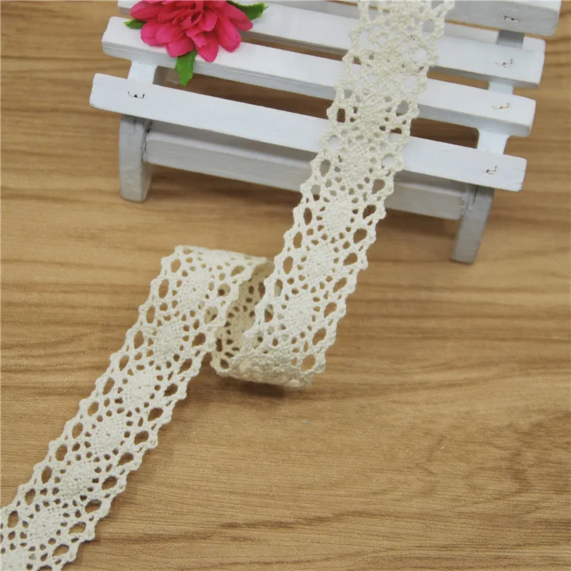 

22mm Cotton Lace Trim Ivory Fabric Sewing Accessories Cloth Wedding Dress Decoration Ribbon Craft Supplies 300yards LC007-A