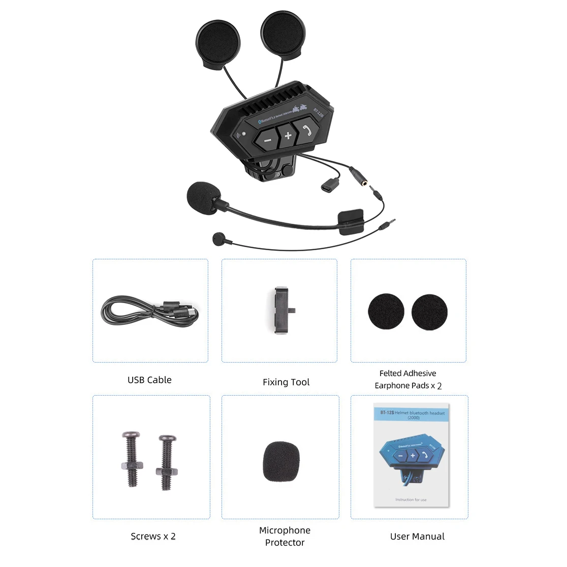 Generic BT-12B Motorrad Helm Intercom 6