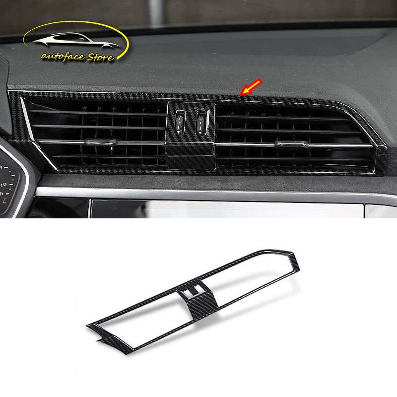 

ABS Matte/Carbon fibre Car middle air outlet Decoration Cover Trims Sticker Car Styling For Audi Q3 2019 2020 Accessories 1pcs