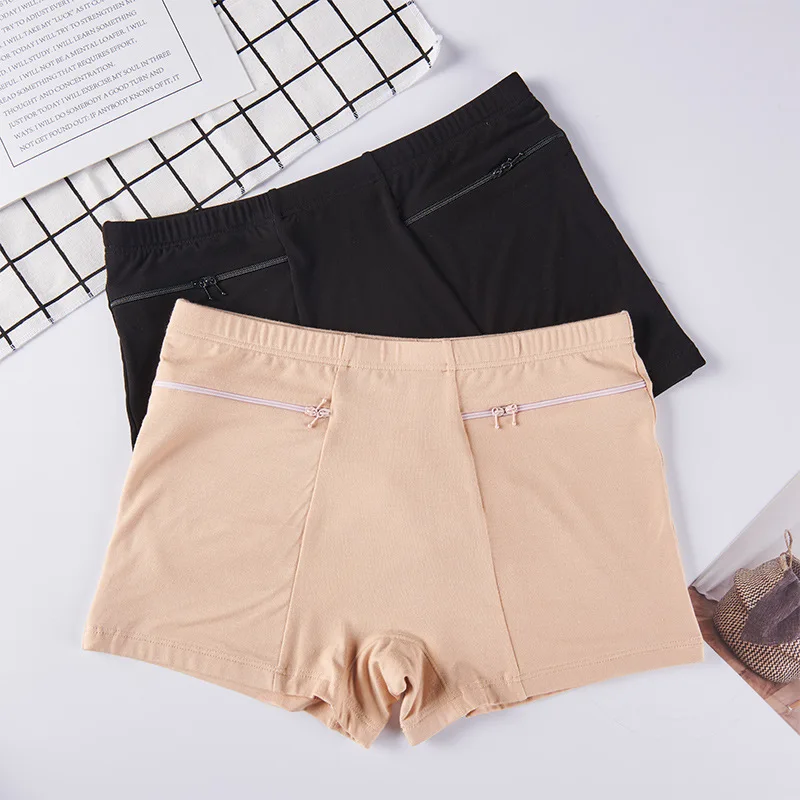 

Anti-theft pants Double zipper pocket boxer pants for women Bamboo fiber boxer pants in large size Anti-light safety