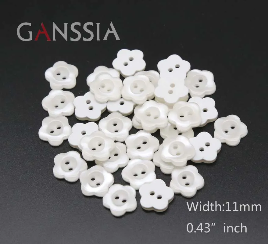 50pcs/lot Size:11-15mm High Quality Shirt Buttons Pearl White Flower Shape Button 2 Holes Decoration Sewing Accessories(ss-1440)