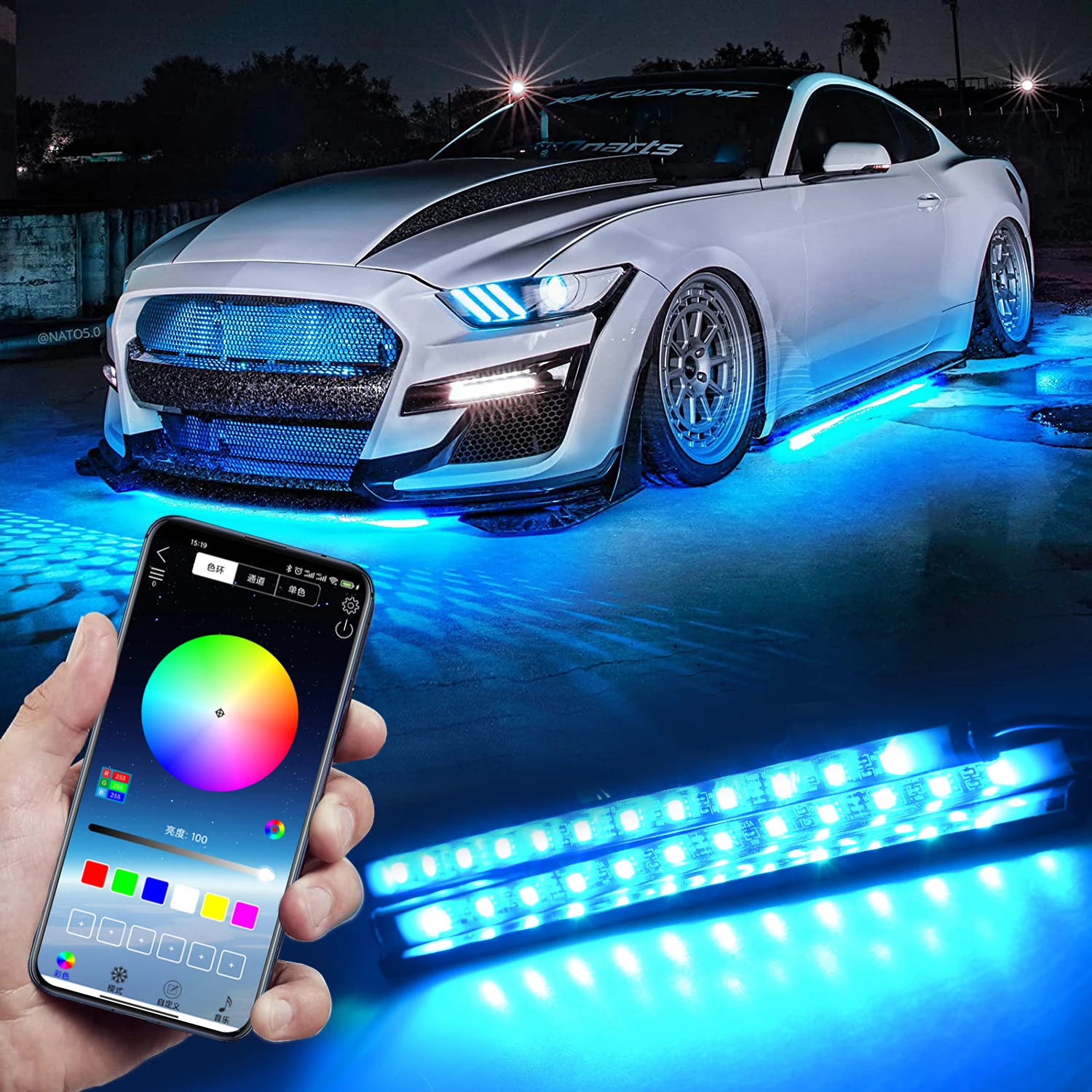 

Car Chassis Light Auto Neon Underglow Lamp Kit Multicolor RGB Flexible Strip Remote / APP Control Underbody Backlight Waterproof