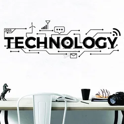 Technology Lettering Wall Stickers For School Vinyl Wall Decals Decor Teen Room Modern Classroom Decoration Self-adhesive Y026