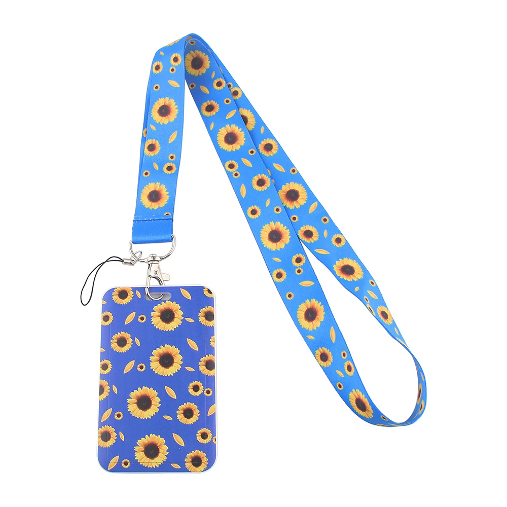 LX516 Sunflower Flower Card Set Mobile Phone Belt Keychain Cheetah Badge Camera USB Keychain Lanyard Neck Strap