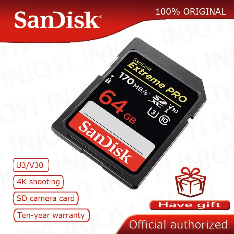 

100% Original SanDisk 16GB 32GB 64GB 128GB Extreme PRO SDHC SDXC UHS-I High Speed Memory Card C10 SD Camera Class 10 95MB/s