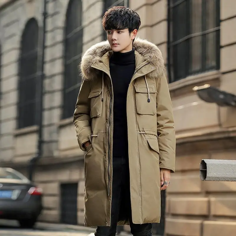 Winter Thick Warm White Duck down Men's Mid-length down Jacket Popular Brand Korean-style Men'S Wear Jacket