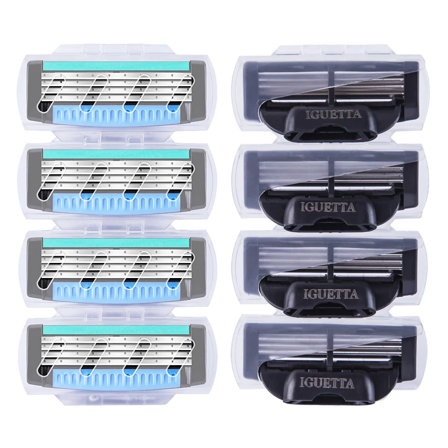 (1 Handle+17 Blades) Men Razor Blade High Quality 4 Layer Germany Stainless Steel Safety Shaver Mach 3 Replacement Shaving Heads