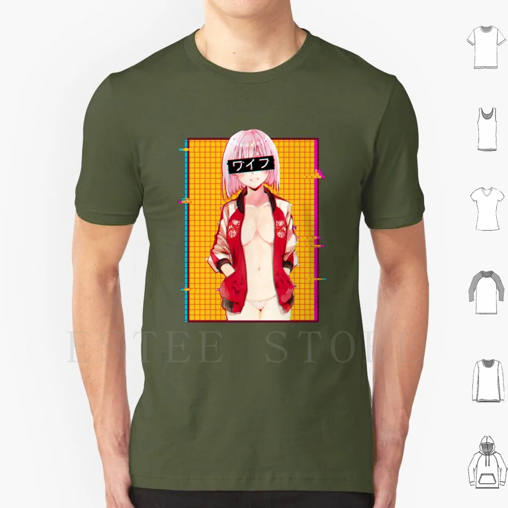 Waifu-Anime Girl T Shirt DIY Big Size 100% Cotton Anime Manga Kawaii Sexy Anime Girl Anime Girls Weeaboo Senpai Ecchi Hentai