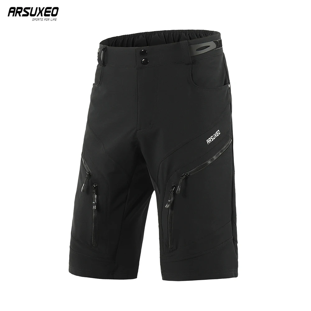 Arsuxeo short de ciclismo masculino, bermuda respirável de secagem rápida e refletora para esportes ao ar livre para mountain bike, ciclismo