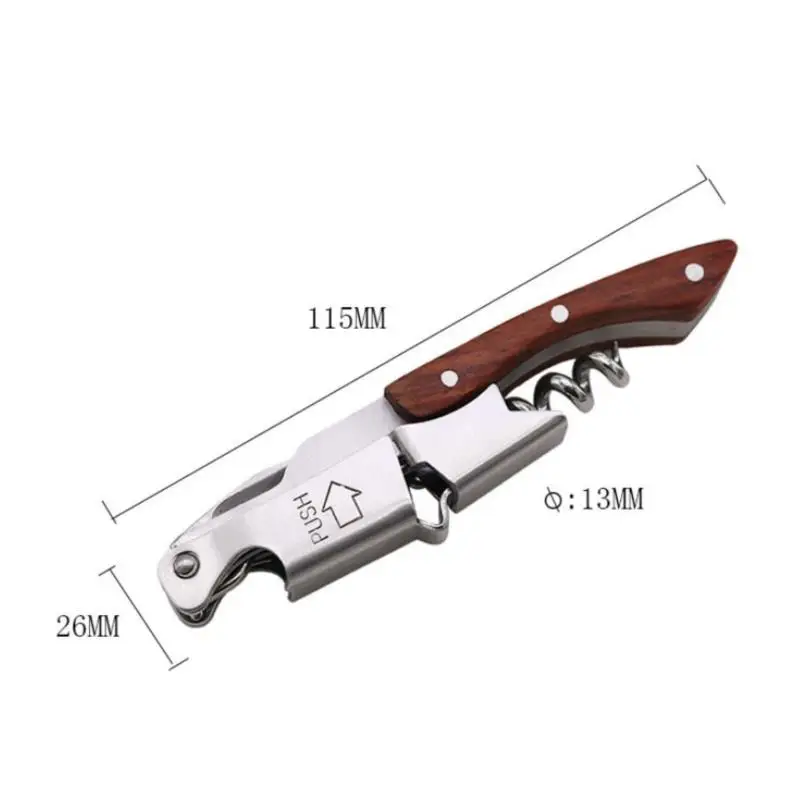 1PCS Waiter\'s Wine Knife Corkscrews Stainless Steel Corkscrew Wine Key Beer Bottle Opener Foil Cutter Wood Handle Openers