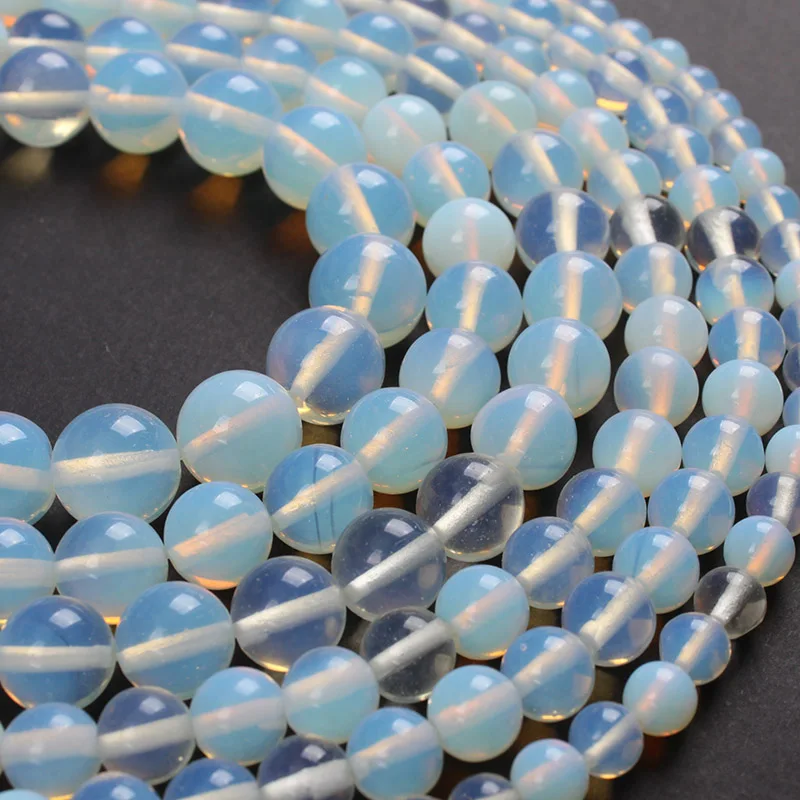 Natural Stone Beads White Opal Beads Opalite Quartz Round Loose Beads 2 3 4 6 8 10 12 14mm For Bracelets Necklace Jewelry Making