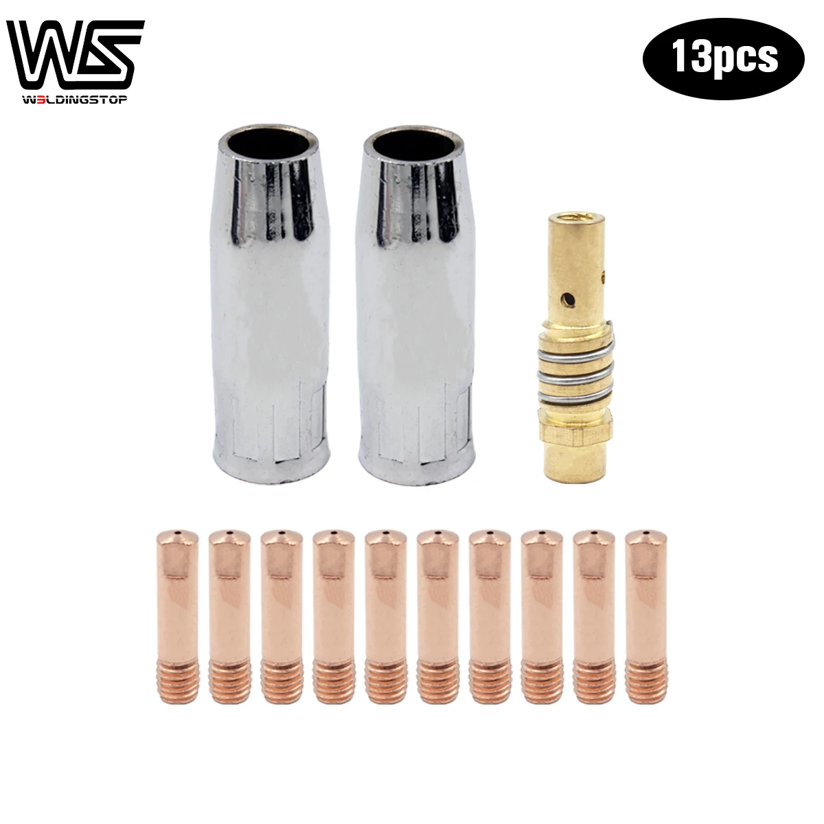 

MIG MAG Welding Torch MB - 15AK 0.8mm 1.0mm Gas Nozzle Tip Holder for 15AK MIG MAG Welding Torch 13pcs