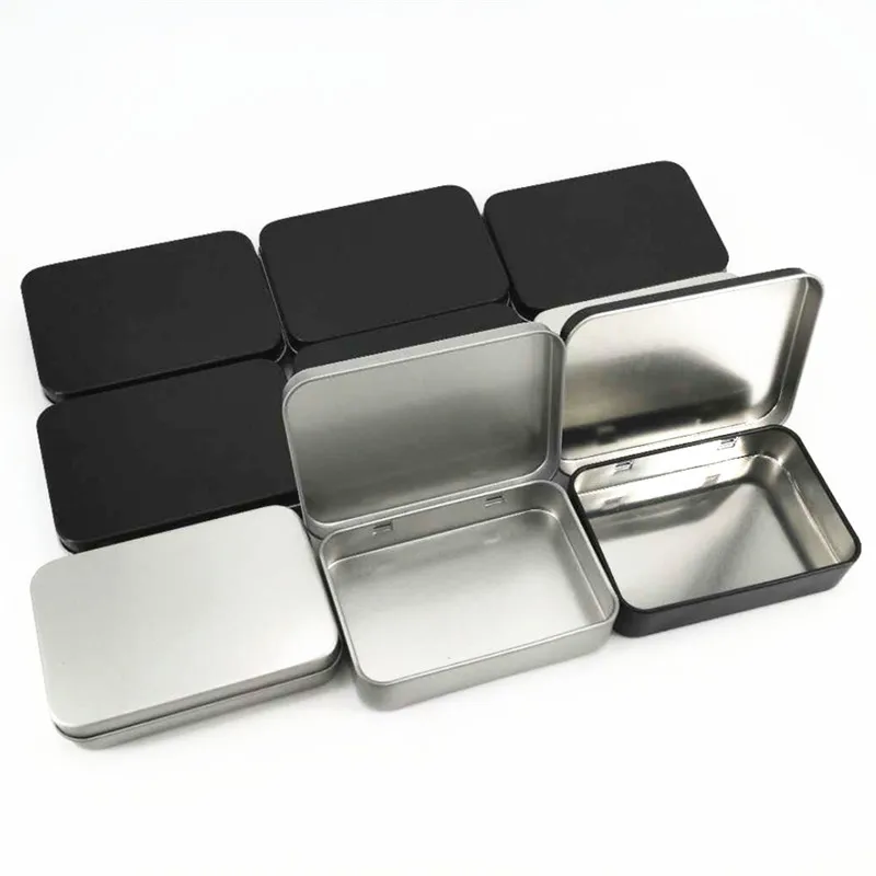 1pcs Metal Tin Silver Black Flip Storage Box Tool Box Money Coin Candy Key Business Card Storage Box