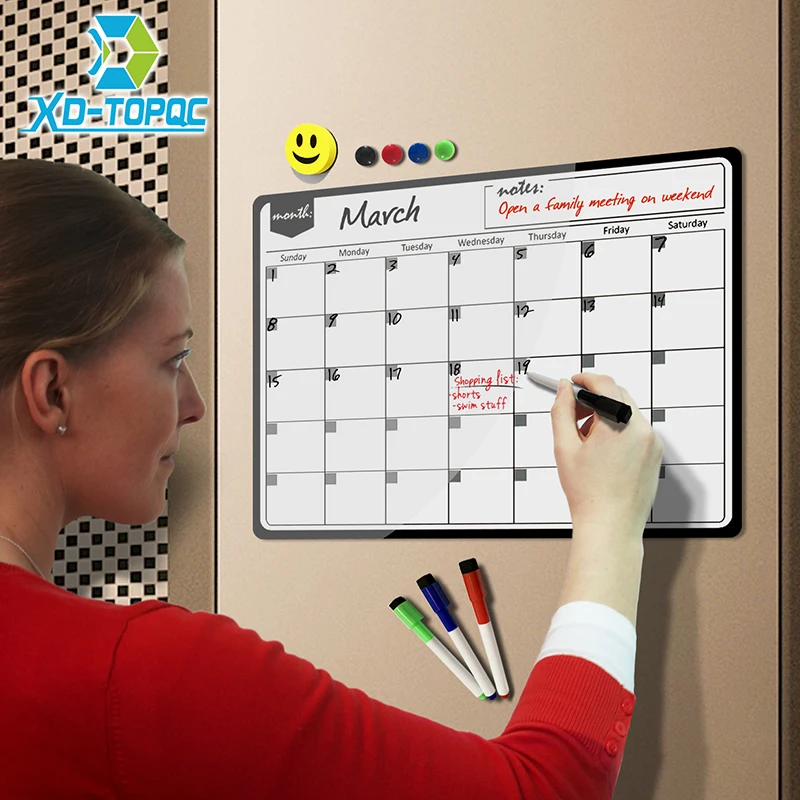 New Monthly Planner Magnetic Calendar Whiteboard Dry Wipe White Board Fridge Magnet 30*40cm Flexible Message Board For Notes