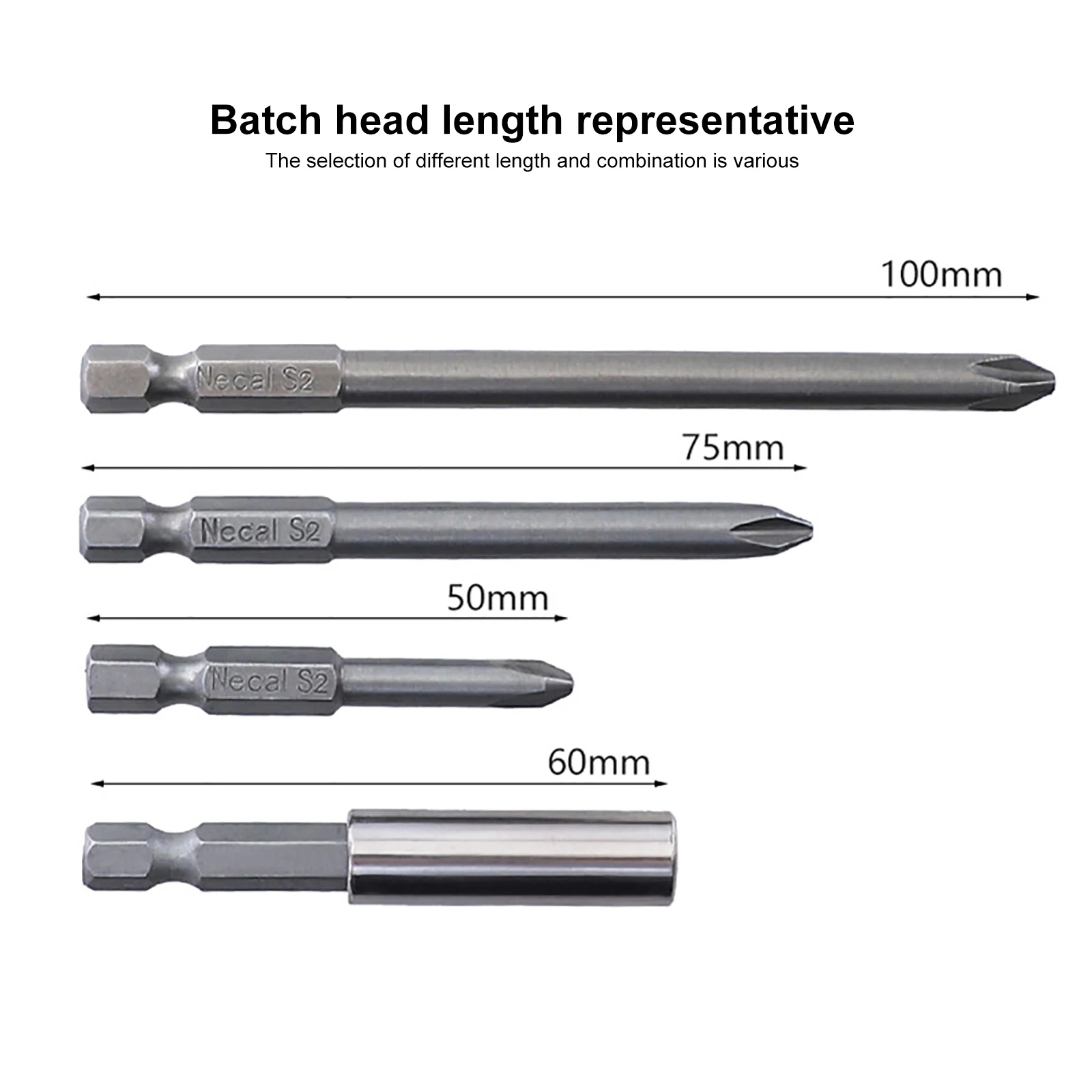 12PCS S2 Alloy Screw Driver Bits 50 75 100 Mm 1/4\