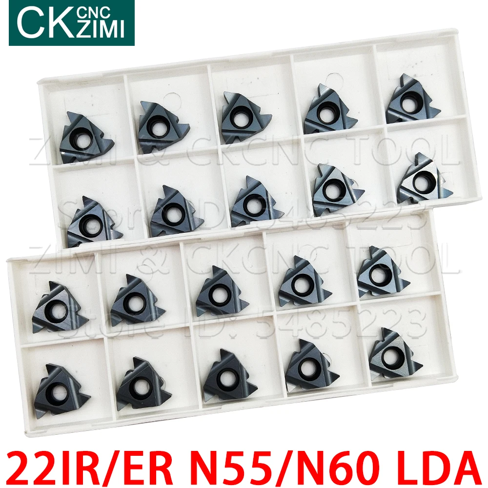 22IR N55 LDA 22IR N60 LDA 22ER N60 LDA, إدراج كربيد CNC أدوات تحول الخيط الخارجي الداخلي للصلب المقاوم للصدأ والصلب